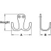 Coat Hook Aluminium 22-34 x 32-48 mm Double Height 48 mm depth 34 mm