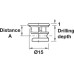 Connector Housing with Rim Zinc Alloy Minifix 15 For wood thickness from 19 mm drilling depth D: 14.5 mm dim. A: 9.5 mm nickel plated