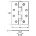 Butt Hinge Length 102 mm Stainless Steel ANSI hole pattern Square corners polished