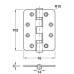 Butt Hinge Length 102 mm Stainless Steel ANSI hole pattern Radius corners polished