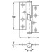 Butt Hinge 102 x 76 mm Grade 304 Stainless Steel size 101 mm Rising hinge clockwise closing satin