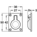 Ring Pull Handle Flush 50 x 38 x 12 mm Brass Polished