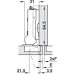 Concealed Cup Hinge 110° Standard Click on Arm Tiomos Half overlay/twin mounting Screw fixing cup 45/9.5 with soft close nickel plated