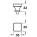 Knob Zinc Alloy & Glass 35x35 mm Glacio Polished nickel /clear