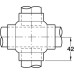 T Piece Ball Connector 4 Way 90° Bar Railing System For Ø 38 mm tubes Polished chrome finish