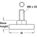 Base Leveller with Hexagonal Nut and M8 x 22 mm Threaded Bolt Plastic Black Ø 30 mm base height 14 mm