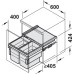 Pull Out Waste Bin Double Bin Hailo Cargo Synchro Installation behind fronts For cabinet width 600 mm 2x 28L bins dark grey