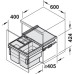 Pull Out Waste Bin Triple Bin Hailo Cargo Synchro Installation behind fronts For cabinet width 600 mm 1x 28L & 2x 13L bins dark grey