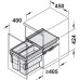 Pull Out Waste Bin Double Bin Hailo Cargo Synchro Installation behind fronts For cabinet width 450 mm 2x 18L bins dark grey