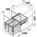 Pull Out Waste Bin Double Bin Hailo Cargo Synchro Installation behind fronts For cabinet width 500 mm 1x 28L & 1x 18L bins dark grey
