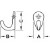 Coat Hook Single Aluminium 30-35 x 36-42 mm Height 30 mm depth 23 mm