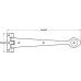 Working Strap Hinge Cast Iron Arrow-Type Black antique Length 460 mm x Height 100 mm