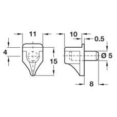 Shelf Support Plug in for Ø 5 mm Hole White