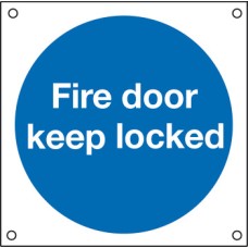 Fire Door Mandatory Sign 1 mm Thick Rigid Plastic 200 x 200 mm screw fixing sign: 'Fire door keep clear'