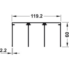 Top Track Triple for Sliding Aluminium Framed Doors Aluflex 80 Bottom rolling system Length 3000 mm