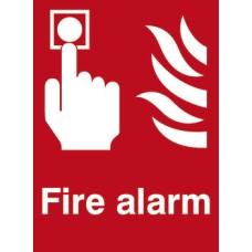 Standard Fire Sign 200 x 150 mm Rigid Plastic Drilled for screw fixing Sign: 'Fire alarm'