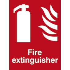 Standard Fire Sign 200 x 150 mm Rigid Plastic Drilled for screw fixing Sign: 'Fire extinguisher'