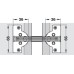 Mitred Hinge for 45° Mitred Applications Steel and zinc alloy Screw fixing