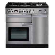 Range Cooker Electric Induction 900 mm Rangemaster Professional Plus 90 Black finish chrome trim