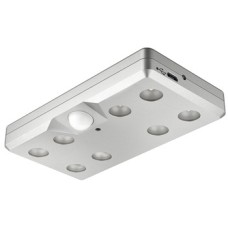 LED Battery Operated Downlight 65 x 120 mm Rated IP20 Loox LED 9004 USB charging with motion sensor switch Silver coloured finish cool white 4000 K