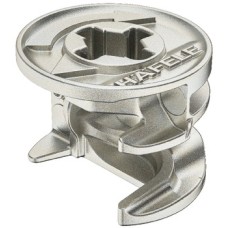 Connector Housing without Rim Zinc Alloy Minifix 15 For wood thickness from 15 mm dim. A: 7.5 mm drilling depth x 12<sup>+0.5</sup> mm nickel coloured