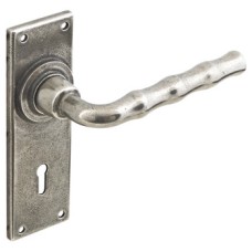 Lever Handles on Backplates for Standard Keyway Solid Pewter Takara Sprung Lock centres 57 mm