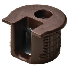 Connector Housing Plastic Rafix-20 With and without dowel with and without ridge with tightening element For wood thickness from 19 mm dim. A: 9.5 mm drilling depth X 14.2<sup>+0.2</sup> brown