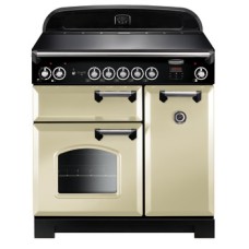 Range Cooker Electric Induction 900 mm Rangemaster Classic 90 Cream finish chrome trim