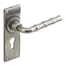 Lever Handles on Backplates for Euro Profile Cylinder 48mm Solid Pewter Takara Sprung Lock centres 48 mm