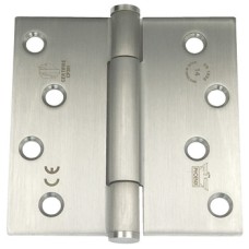 Butt Hinge Concealed Bearing 3 Knuckle Fixed Pin 102 x 102 mm Stainless Steel Staggered hole pattern Square corners satin