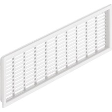 Ventilation Grille for Recess Mounting with Flanged Rim Straight-edged Ventilation area  23 cm2 length 175 mm recessed length 170 mm height 41 mm recessed height 35 mm white