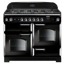 Range Cooker Natural Gas 1100 mm Rangemaster Classic 110 CLA110NGFBL/C -  Gloss black finish chrome trim
