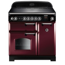 Range Cooker Electric Induction 900 mm Rangemaster Classic 90 Cranberry finish chrome trim