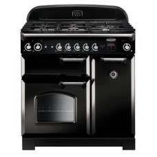 Range Cooker Natural Gas 900 mm Rangemaster Classic 90 CLA90NGFBL/C - Black finish chrome trim