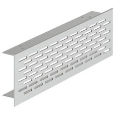 Ventilation Grille for Recess Mounting Height 70 mm Recessed Height 58 mm Flange Depth 28 mm With 20 x 3 mm Oval Slots Arranged in an Offset Pattern Ventilation area 44 cm2 length 250 mm flange length 226 mm silver matt anodised aluminium