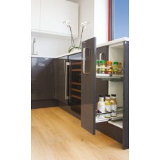 Pull Out Storage Unit 150 mm Full Extension For cabinet width 150 mm left handed chrome/white