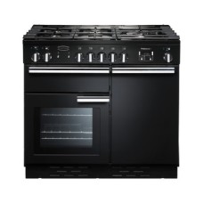 Range Cooker Dual Fuel 1000 mm Rangemaster Professional Plus 100 Black finish chrome trim