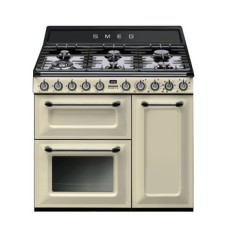 Cooker Dual Fuel Traditional Three Cavity Gas Hob 900mm Smeg Victoria TR93P - Cream