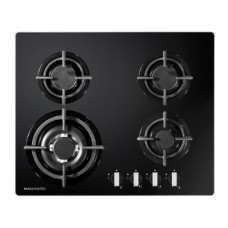 Hob Gas on Glass Four Burners 600 mm Rangemaster RMB60HPNGFGL - Black ceramic glass
