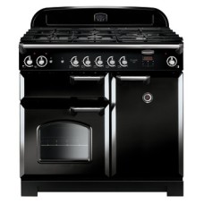 Range Cooker Natural Gas 994 mm Rangemaster Classic 100 CLA100NGFBL/C - Black finish chrome trim