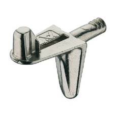 Shelf Support Plug in for Ø 3 mm Holes Zinc Alloy With twin grooves and shelf-fixing lug load bearing capacity 6.25 kg per item Nickel plated