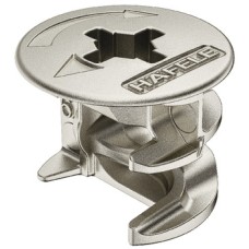Connector Housing with Rim Zinc Alloy Minifix 15 For wood thickness from 12 mm dim. A: 6.0 mm drilling depth x 9.5<sup>+0.2</sup>  mm nickel plated