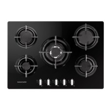 Hob Gas on Glass Five Burners 700 mm Rangemaster RMB70HPNGFGL - Black ceramic glass