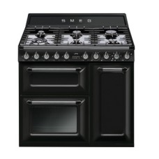 Cooker Dual Fuel Traditional Three Cavity Gas Hob 900mm Smeg Victoria TR93BL - Black