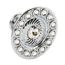Knob Zinc Alloy with Swarovski Crystal Diamond Polished chrome finish Ø 45 mm