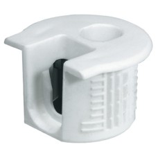 Connector Housing Plastic Rafix-20 With and without dowel with and without ridge with tightening element For wood thickness 16 mm dim. A: 8.0 mm drilling depth X 12.7<sup>+0.2</sup> white