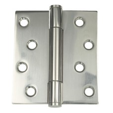 Butt Hinge Concealed Bearing 3 Knuckle Fixed Pin 102 x 89 mm Stainless Steel Staggered hole pattern Square corners polished