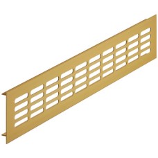 Ventilation Grille for Recess Mounting Height 60 mm Flange Depth 15 mm With 40 x 7.5 mm Oval Slots Arranged in Parallel Ventilation area 53 cm2 length 300 mm flange length 278 mm recessed height 48 mm gold F3