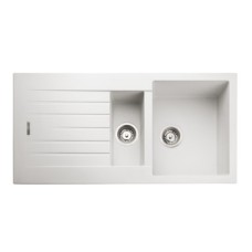 Sink 1.5 Bowl and Drainer Rangemaster Andesite AND1052 Crystal white - with reversible drainer