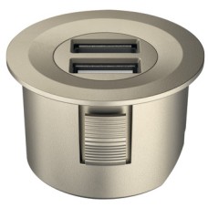 USB Charging Station 12 V Modular Loox and Loox5 For 12 V system Round Ø 40 mm matt nickel plated